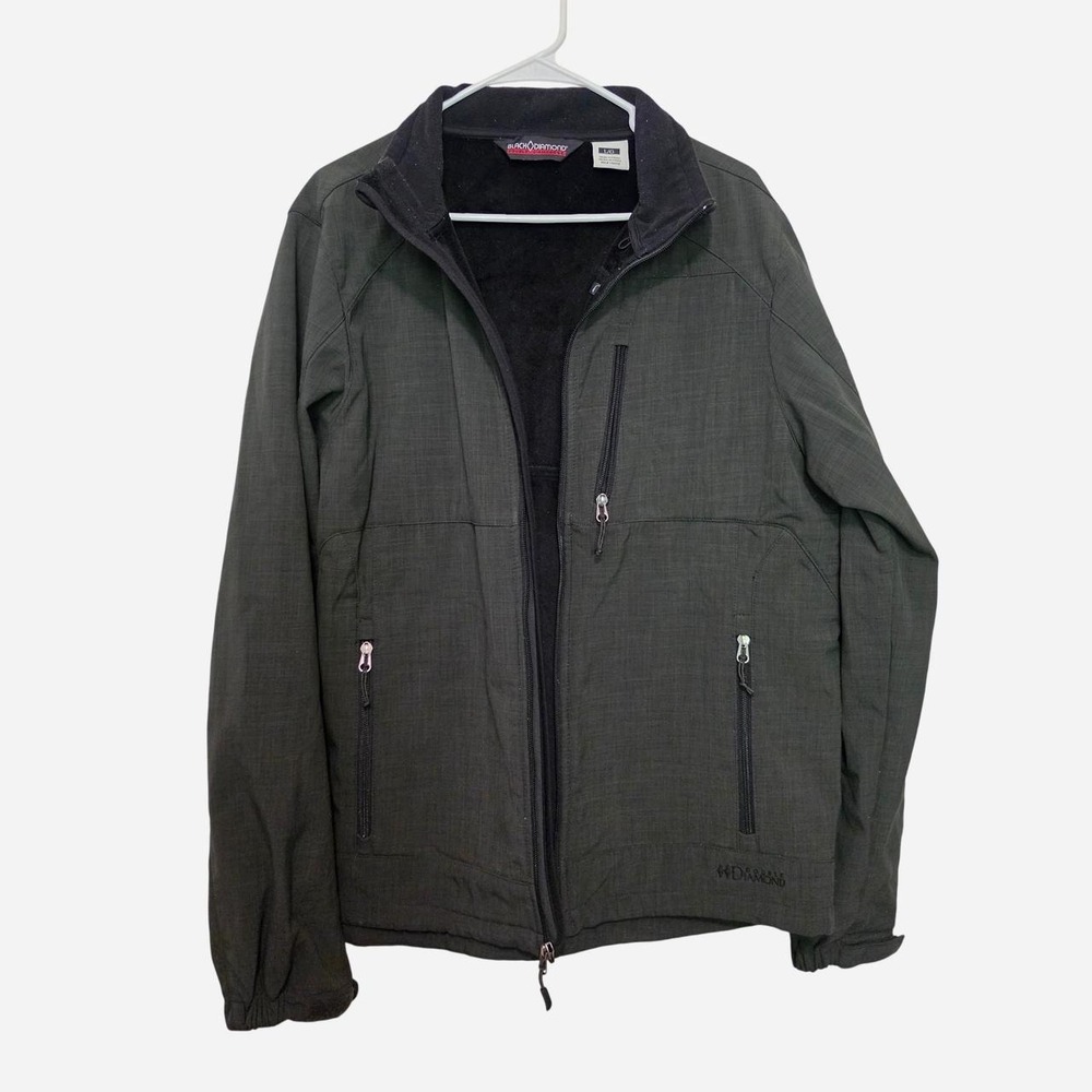 Black Diamond Double Diamond Vintage Softshell Fleece Jacket Women Large Green